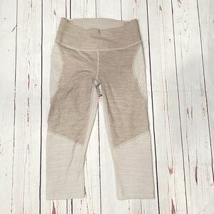 Outdoor Voices Tan Cream Cropped Leggings